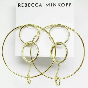 Rebecca Minkoff Gold Rhinestone Crystal Drop Earrings